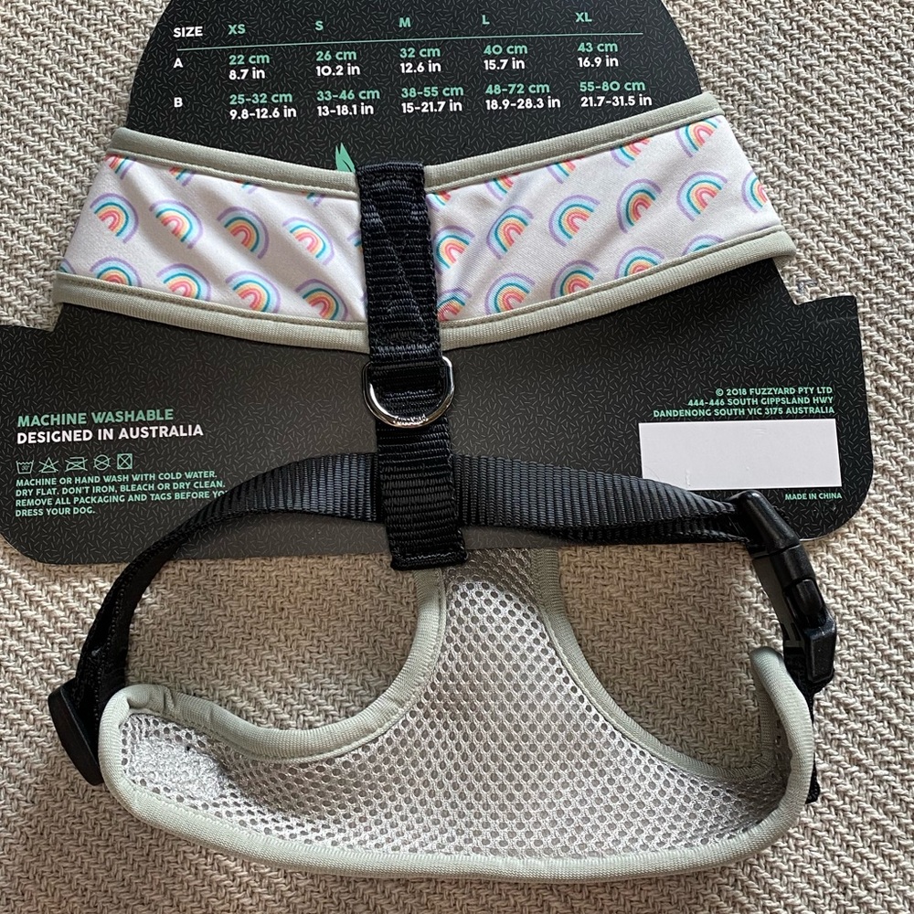 Fuzzyard Rainbow Dog Pet Harness Size Large NWT Gift Gray Pride - Picture 4 of 9